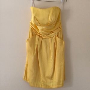 Yellow strapless bridesmaid dress